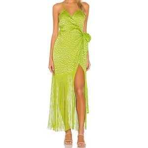 LPA Lime Green Orelia dress with fringe hem size SMALL